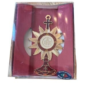 IHS Christogram Latin monogram Stained “glass” sun ornament Jesus Christ acronym